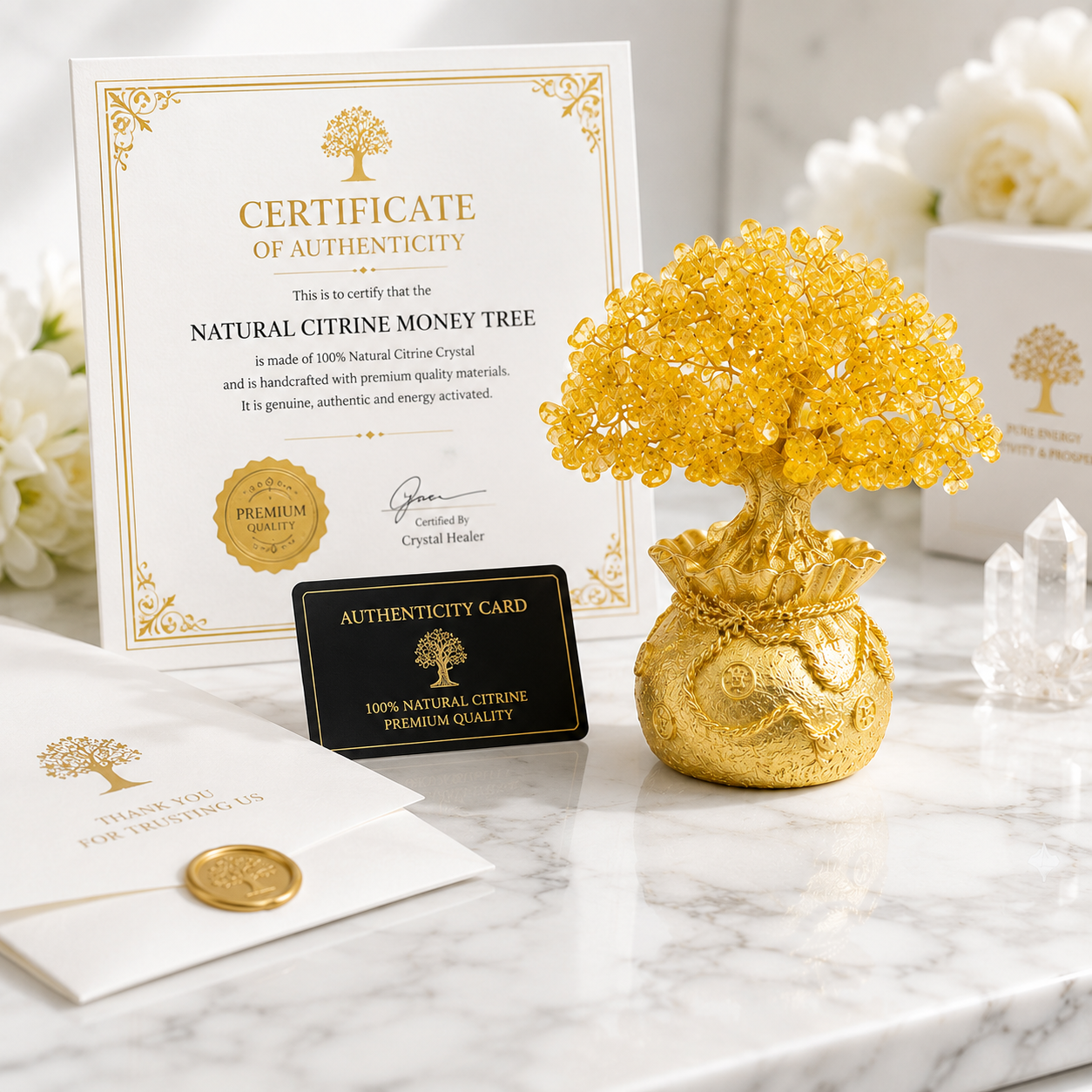 Luxury Feng Shui Money Tree Decor for Abundance & Success