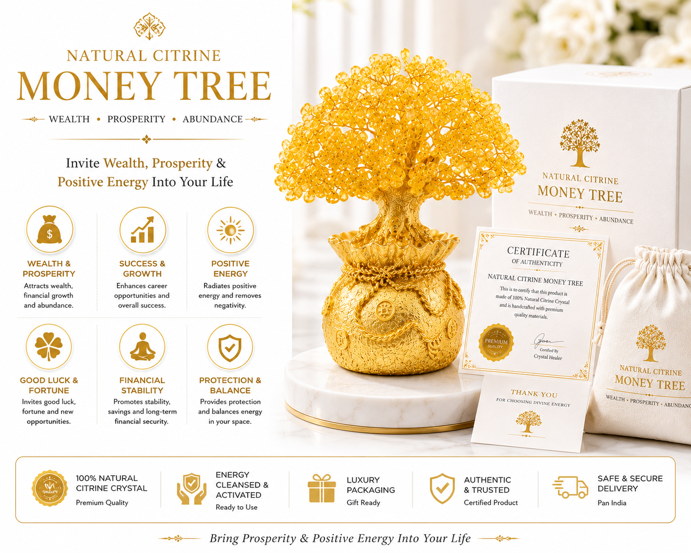 Luxury Feng Shui Money Tree Decor for Abundance & Success