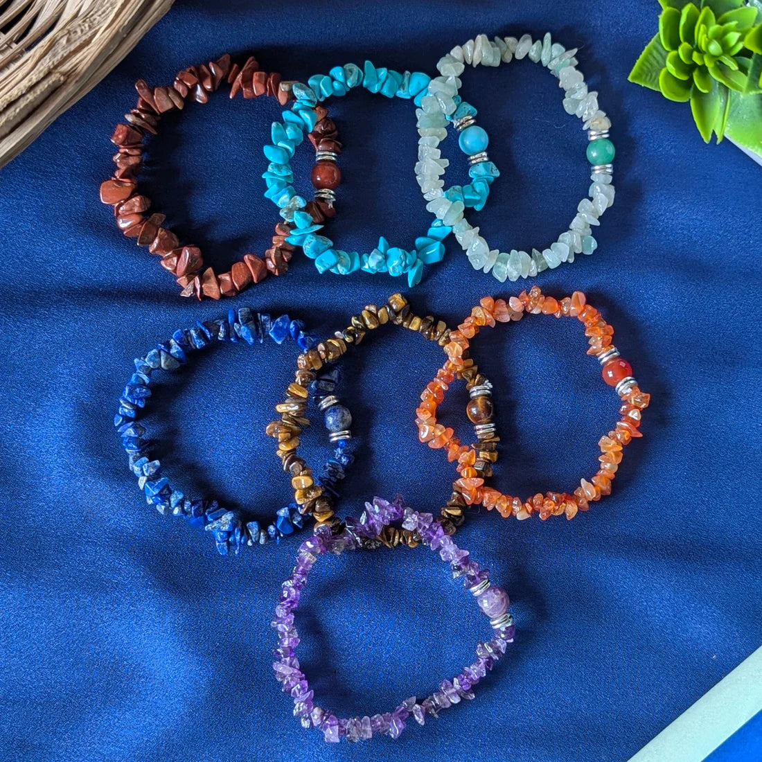 Chips Bracelet with center 8mm beads
