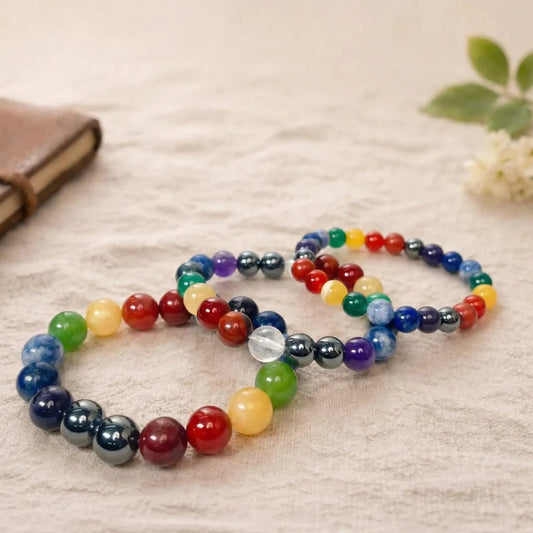 Seven Chakra Stones Bracelet (Grounding and Balance)